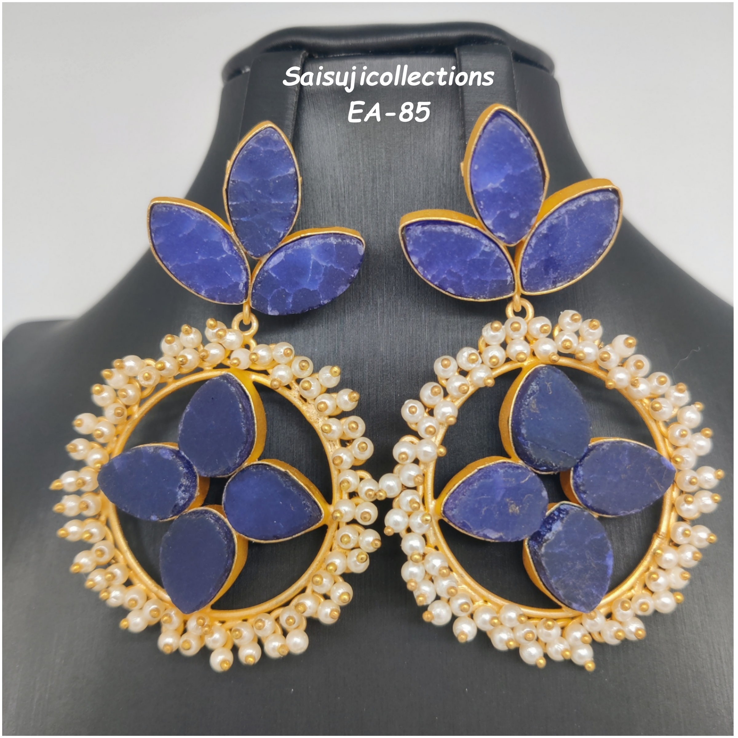 Navy Blue Semi Precious Stone Earrings at Rs 450/pair | Precious Stone  Earring in Jaipur | ID: 27128004291